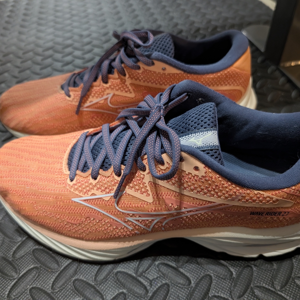 Mizuno Wave Rider 27 Coral and Purple Sneakers